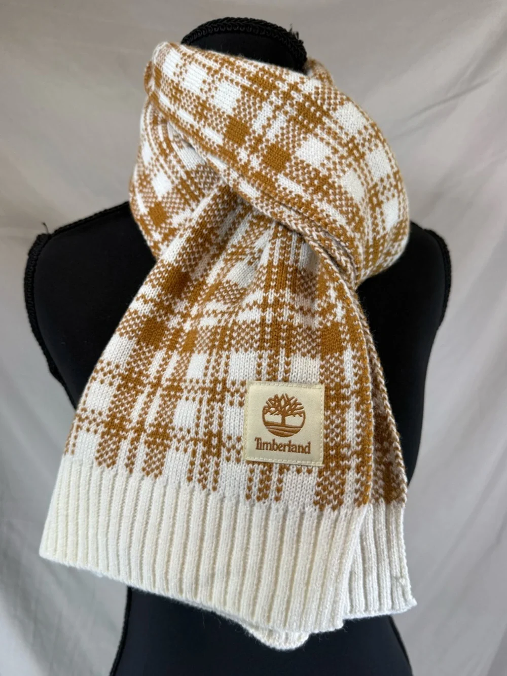 Timberland Buffalo Plaid Scarf 🧣 Brown & Cream‎ NWT